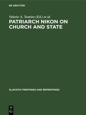cover image of Patriarch Nikon on Church and State